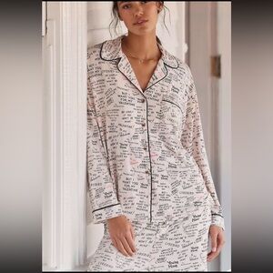 Anthropology Lyrebird Long/Sleeve PJ Shirt.